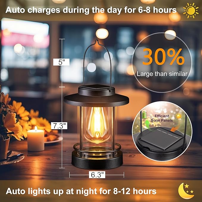 Hanging Solar Lanterns Outdoor Waterproof – 2 Pack Decorative Solar Lights for Outside, Patio, Porch, Yard, Balcony, Table – Hanging Outdoor Lantern Garden Gifts for Women,Mom-Ruum Studio Home