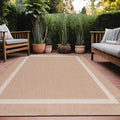 Bordered Outdoor Rug 9x12 Washable Outside Carpet for Indoor Patio Porch Waterproof Easy Cleaning Non Shedding Area Rugs Beige 9 x 12-Ruum Studio Home