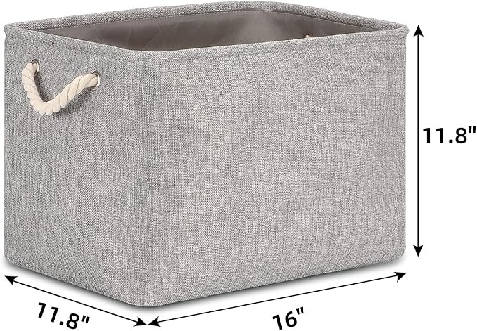 Bidtakay Grey Baskets [2-Pack] Shelf Baskets for Storage 16" X 11.8" X 11.8" Large Fabric Rectangular Decorative Storage Basket Organization Bins for Shelves Closet Home Organization(Grey)-Ruum Studio Home