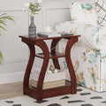 End Tables Living Room, Cherry End Table with Charging Station, Nightstand for Bedroom, 3 Tier End Table with Storage Shelf for Living Room(Cherry)-Ruum Studio Home