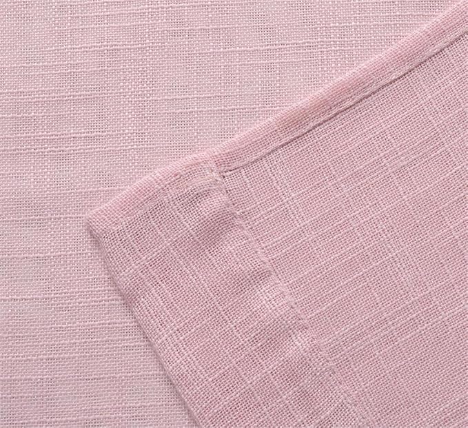 MIUCO Semi Sheer Curtains Poly Linen Textured Solid Grommet Curtains 95 Inches Long for Bedroom 2 Panels (2 x 37 Wide x 95" Long) Pink-Ruum Studio Home