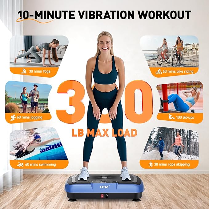 Vibration Plate Exercise Machine - 180 Speeds & 300 lb Capacity, Full Body Workout Vibration Platform with Remote Control for Lymphatic Drainage, Weight Loss & Toning-Ruum Studio Home