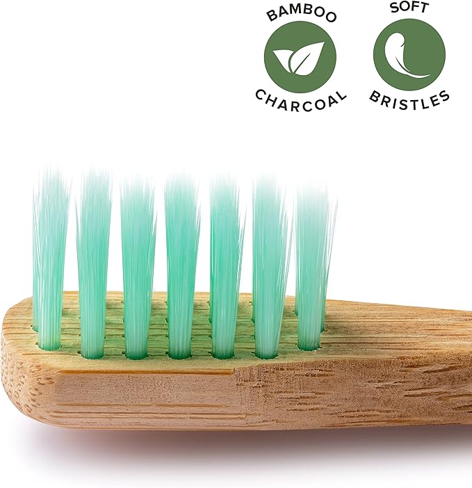 GREENZLA Kids Bamboo Toothbrushes, Natural Toothbrush Set, Soft Bristles, Durable Charcoal Wooden Brushes, Compostable Design for Toddlers and Children, 6 Pack-Ruum Studio Home