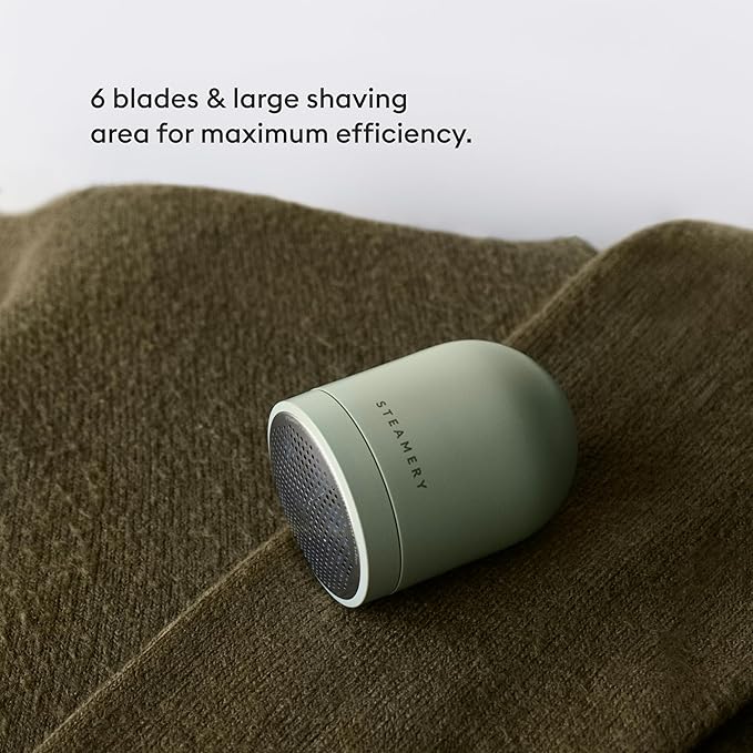 Steamery Fabric Shaver Pilo 2, Removes Lint and Pilling from Clothes and Textiles, Rechargeable Lint Remover with USB, Green-Ruum Studio Home