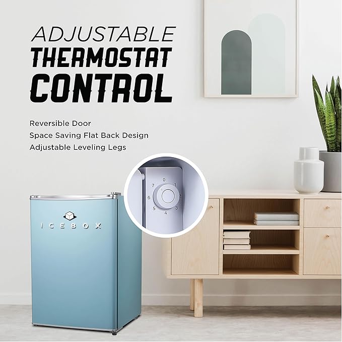 IBCR25SLT Compact, Energy Star Certified Small, Single Door Mini Fridge with Freezer Refrigerator, Large (2.5 cu ft), Slate Blue-Ruum Studio Home
