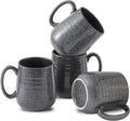 Hasense Dark Grey Coffee Mugs Set of 4, 12oz Ceramic Coffee Cups, Latte Mug with Large Handle for Coffee, Tea, Milk and Hot Cocoa,Easy Hold & Clean, Dishwasher & Microwave Safe-Ruum Studio Home