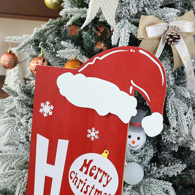 HOMCDALY Wooden Santa Welcome Sign for Front Porch and Door, Outdoor Christmas Porch Decor and Farmhouse Decorations (47in)-Ruum Studio Home
