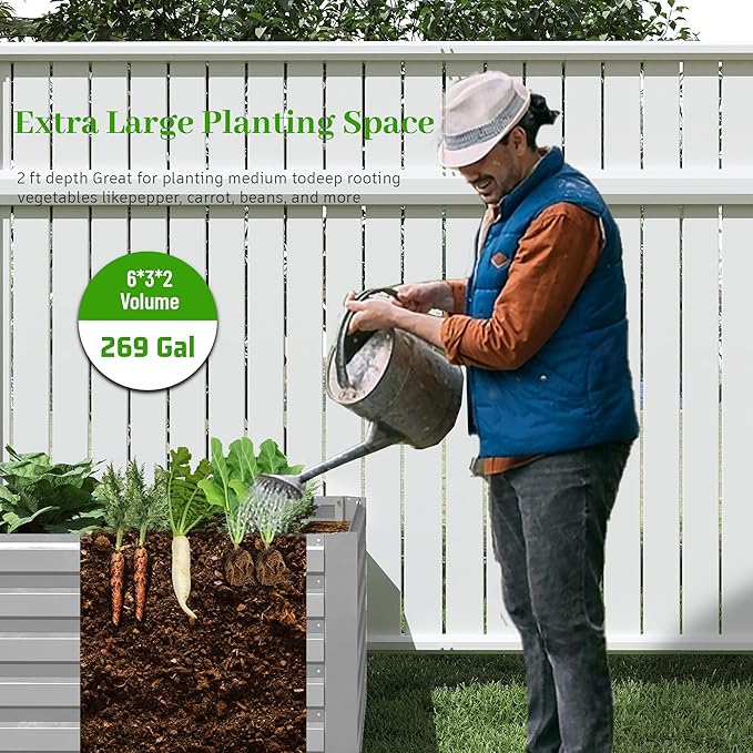 6x3x2 ft Raised Garden Bed, Large Metal Planter Raised Beds, Planters for Outdoor Plants for Vegetables, Flowers, Herbs, Fruits, and Succulents.(4 Pcs)-Ruum Studio Home