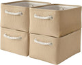 Organization and Storage Basket for Gifts Empty - 16x12x8 inch Large 4 Pack Fabric Storage Cube Collapsible Baskets for Shelves with Handles, Storage Box for Cloth Books Laundry Canvas(Beige)-Ruum Studio Home