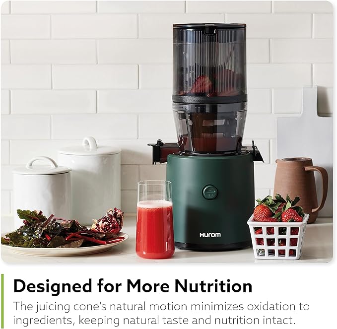 Hurom H320 Cold Press Juicer Machine, Easy to Clean Masticating Slow Juicer, Coarse Strainers, Self-Feeding, Hands Free, Family Size, Quiet Motor, Easy Assembly (Black)-Ruum Studio Home