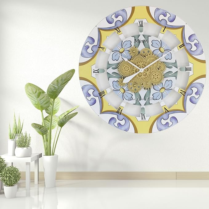 The Gears Clock Wall Clock Italy Collection with Moving Gears (Minori, 36 inch Round)-Ruum Studio Home