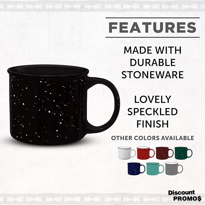 DISCOUNT PROMOS Ceramic Campfire Coffee Mugs 13 oz. Set of 10, Bulk Pack - Perfect for Tea, Espresso, Cappuccino, Hot Cocoa - Black-Ruum Studio Home