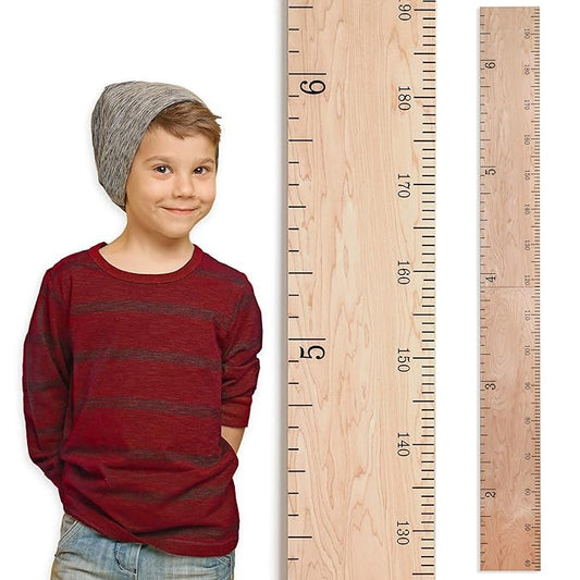 Wooden Growth Chart for Wall - Size Height Chart for Kids, Growth Measuring Board and Kids Height Wall Chart, Growth Chart for Kids, Height Chart for Wall - Natural (63"x6.7")-Ruum Studio Home