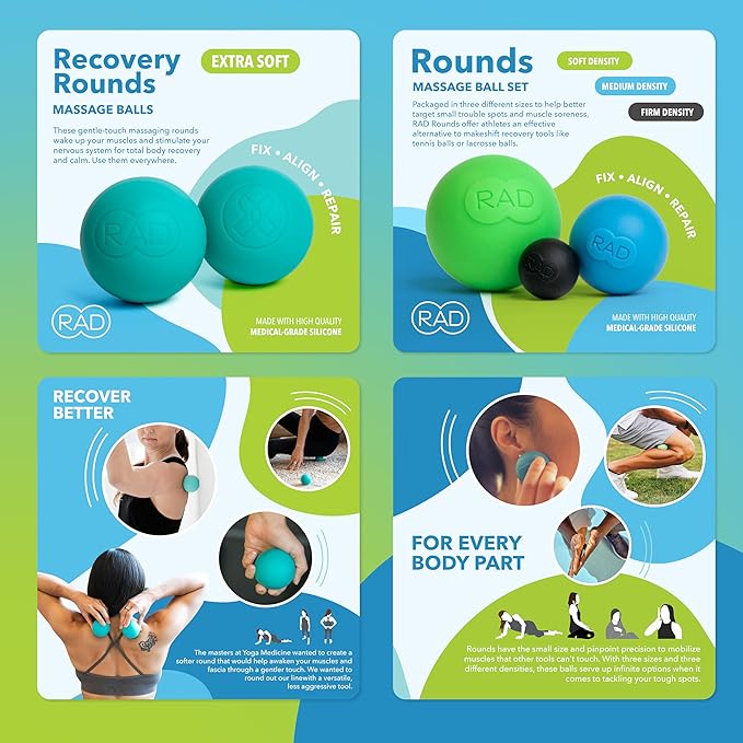 RAD Baller Bundle – Myofascial Release Balls for Full Body Mobility & Recovery, Trigger Point Relief – Includes Rounds (Set of 3), Recovery Rounds (Set of 2), and Neuro Ball Foot Roller-Ruum Studio Home