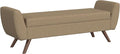 HomePop Modern Storage Bench with Wood Legs Home Décor|Bench with Storage for Living Room & Bedroom - Brown Boucle-Ruum Studio Home