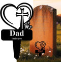 Dad Memorial Grave Stake, Cemetery Decorations for Grave Markers 12.5 x 7.2 inch Heart Metal Sympathy Stakes Graveside Plaque Decor Sign for Father Graves, Yard, Garden - Black-Dad-Ruum Studio Home
