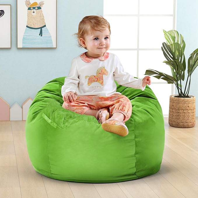 Hobestluk Bean Bag Chairs 2.5FT Bean Bag Chair with Memory Foam Filled & Machine Washable Cover,Beanbag Chair, Small Bean Bag Chairs for Playroom, Living Room, Bedroom-Ruum Studio Home