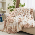 RYNGHIPY Faux Rabbit Fur Bed Throws Fluffy Warm Throw Blanket for Sofa Couch Soft Plush Decorative Blanket Thick and Heavy Cute Bubble Furry Blanket (Light Tan, 63''x79'')-Ruum Studio Home