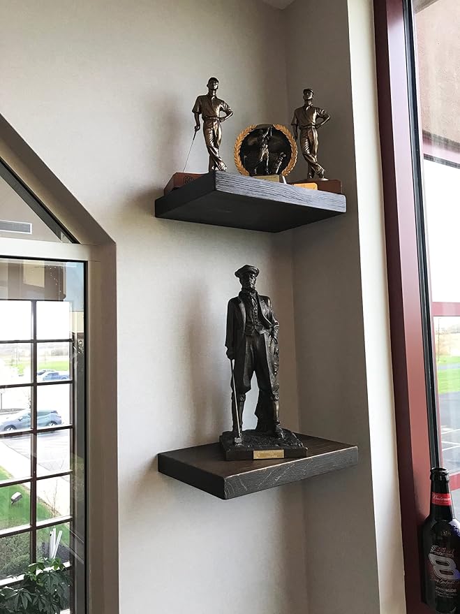 joelsantiques - 24 Inch Wooden Floating Shelves for Wall - 24x8x2 in - Made of Natural Wood - Short Heavy Duty Rustic Wall Shelves for Bedroom - Perfect for Living Room, Kitchen - Black-Ruum Studio Home