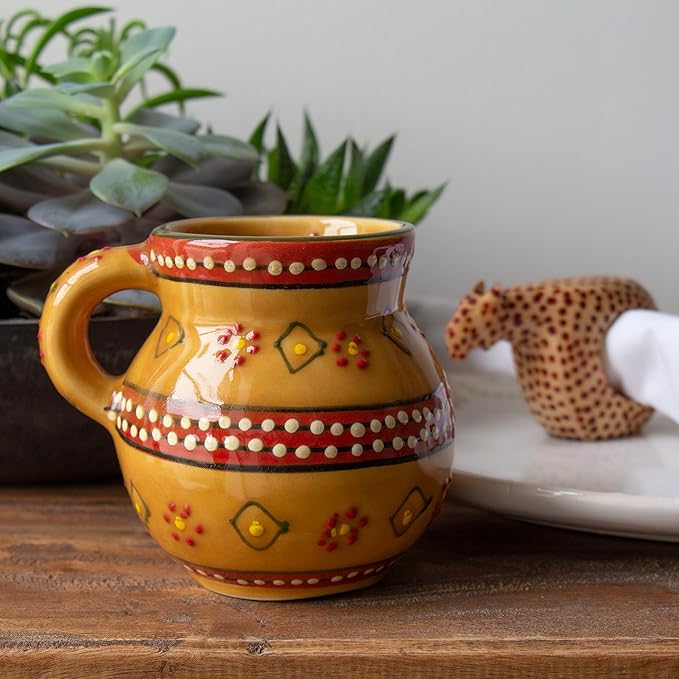 Encantada Handmade Hand-Painted Authentic Mexican Pottery Mugs (2-pack, Gold)-Ruum Studio Home