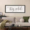 Stay AWhile Sign Wall Decor Sign 40"X15" Large Living Room Entryway Wood Framed Rustic Wall Decor for Vintage Farmhouse Foyer Hanging Lets Stay Home Wall Art (Black)-Ruum Studio Home