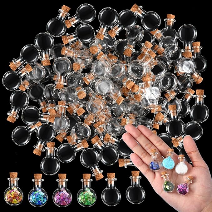 Zhehao 100 Pcs 2 ml Mini Glass Bottles Jars with Cork Stoppers Small Wishing Bottle Tiny Jars with Cork Mini Potion Bottles Clear Drifting Bottle for Wedding Birthday Party DIY Crafts Supplies-Ruum Studio Home