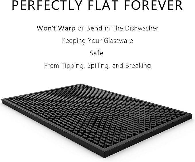 Silicone Drip Mat - 1/2 Inch Thick, Heat-Resistant and Food Safe - Counter Top, Coffee Bar or Restaurant - Drying Mat for Glasses - 18x12 Inches-Ruum Studio Home