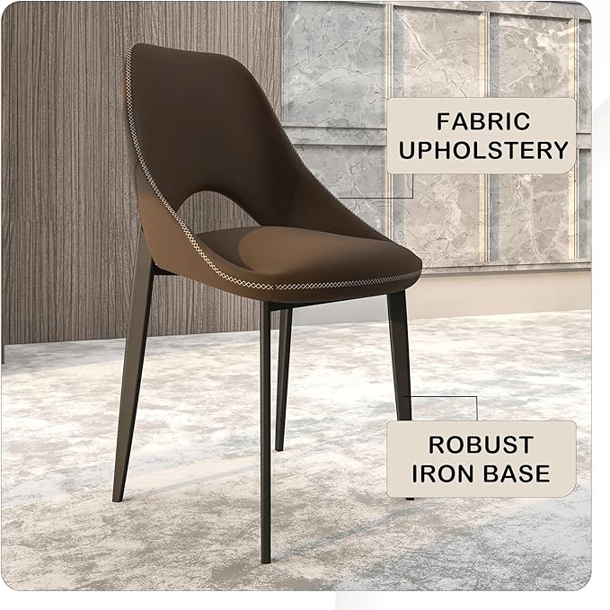 LeisureMod Amalfi Upholstered Fabric Dining Chair – Modern Side Chair with Iron Legs, Mid-Century Accent Chair for Dining Room or Kitchen-Ruum Studio Home