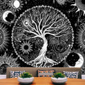 AACKart Tree of Life Tapestry for Bedroom Aesthetic Room Decor-Black and White Spiritual Tree Tapestry Wall Hanging with Sun Moon Star 59.1 x 51.2 inches-Ruum Studio Home