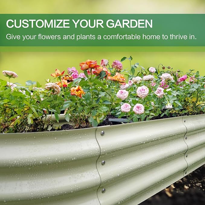 Gardmax 2 Pack Galvanized Raised Garden Bed, Lightweight Planter Boxes Outdoor with Easy Assembly, Large Garden Bed for Vegetables, Fruits, Flower-Ruum Studio Home