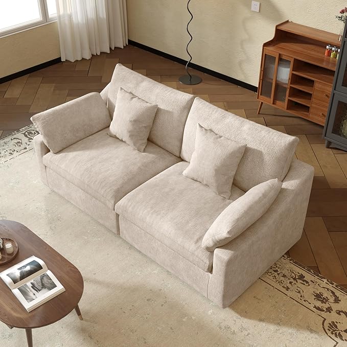 JACH Sectional Couches for Living Room, Cloud Sectional Couch with Deep Seat, Down Filled Modular Sofa, Covers Removeable & Washable, Love Seat Sofas Furniture for Living Room, Khaki-Ruum Studio Home