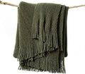 lifein Throw Blanket for Couch, Soft Green Boho Decor Bed Throw,Cozy Knitted Chenille Farmhouse Lightweight Throw for Spring(Olive Green,60 * 80")-Ruum Studio Home