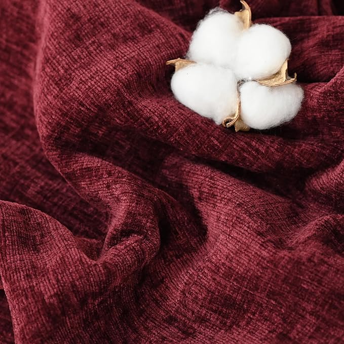 CaliTime Throw Pillow Covers Decorative 20 X 26 Inches Pack of 2 Cozy Chenille Standard Pillow Shams Cases for Couch Sofa Bed Living Room Home Burgundy-Ruum Studio Home