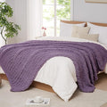 L'AGRATY Chunky Knit Blanket Throw: 50''x60'' Chenille Chunky Knitted Throw Blanket for Bed Couch - Handmade Thick Big Cable Knit Blanket - Large Crochet Rope Blanket for Home Decor(Deep Purple)-Ruum Studio Home