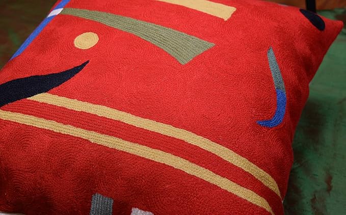 Kandinsky Abstract Pillow Cover - Red, 18x18, Modern, Abstract, Home Decor, Couch, Sofa, Bed, Chair, Loveseat, Living Room, Bedroom, Porch, Outdoors, Office-Ruum Studio Home