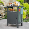 Domi Grill Carts Outdoor with Storage and Wheels, Whole Metal Portable Table and Storage Cabinet for BBQ,Deck,Patio,Backyard(Dark Grey)-Ruum Studio Home