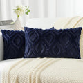 decorUhome Fall Throw Pillow Covers 12x20 Inch Set of 2, Soft Plush Decorative Faux Fur Navy Blue Solid Couch Pillow Covers, Accent Farmhouse Neutral Lumbar Euro Pillow Cases for Sofa Bed Living Room-Ruum Studio Home