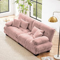 Loveseat Modular Sectional Sofa, Cloud Couch 2 Seater Sectional Couch Home Sofa Living Room Oversized Couch, Modern Deep Seat Couch with Chaise with Round Bolster Armrests 4 Pillows(Pink)-Ruum Studio Home