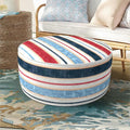 Inflatable Ottoman Stool D21 xH9 for Outdoor/Indoor Use, Water Repellent Patio Foot Rest Stool with Portable Handle,Round Pouf Ottoman Suitable for Garden,Deck and Camping - Stripe Red Blue-Ruum Studio Home