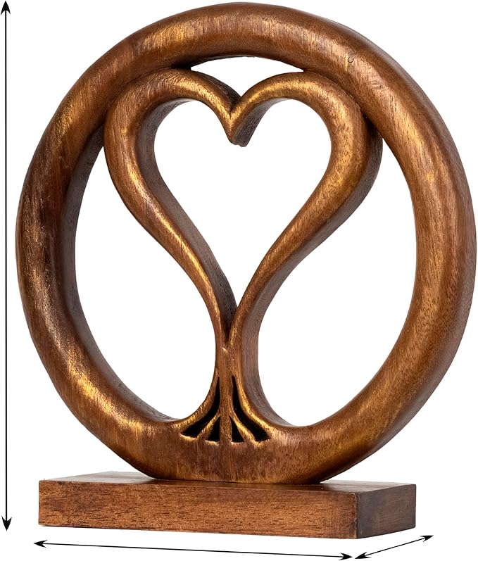 Decozen Gifts for Mom - Wooden Heart Sculpture - Mother's Day Birthday Gifts, Home, Office, Living Room, Shelf, Fireplace, Farmhouse, Tabletop, Boho and Mantle Decor - Mothers Day Decorations-Ruum Studio Home