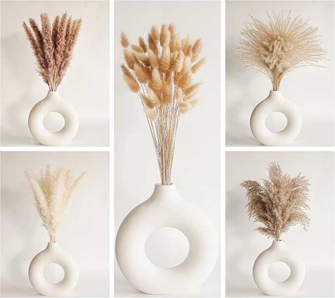 Natural Dried Pampas Grass Decor, 110 PCS Pampas Grass Contains White Bunny Tails Dried Flowers, Artificial Flowers for Bathroom Decor, Bathroom Wall Decor, Office Decor and Baby Shower Decorations-Ruum Studio Home