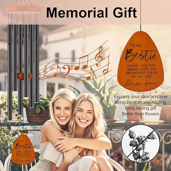 Bestie Gift for Women, Friend Gifts for Women, Unique Friendship Sister Gifts for Birthday, Mothers Day, Christmas, 32 Inch Wind Chimes Gift for Home Decor-Ruum Studio Home