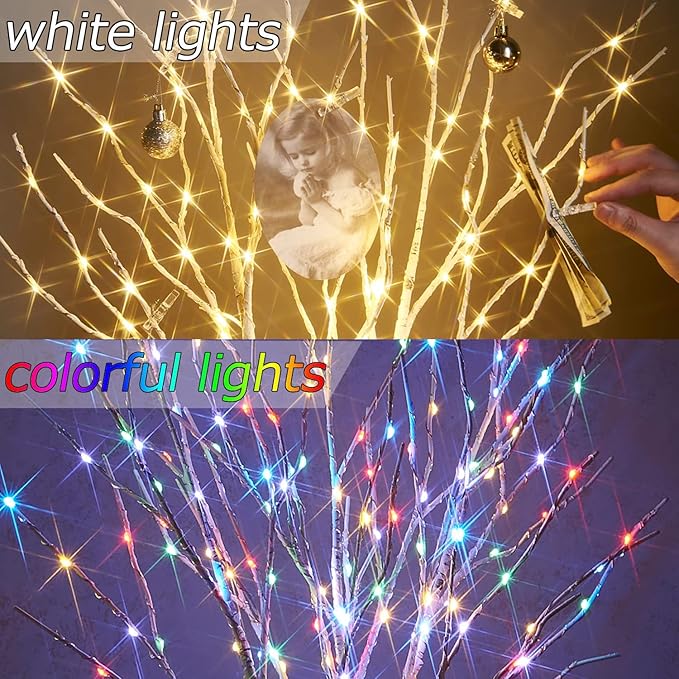 Birchlitland Lighted Birch Branches Battery Operated 18IN 70 LED 8 Function, White or Multiple Colors, Artificial Decorative Branch Lights for Home and Holiday Decoration Indoor Outdoor-Ruum Studio Home