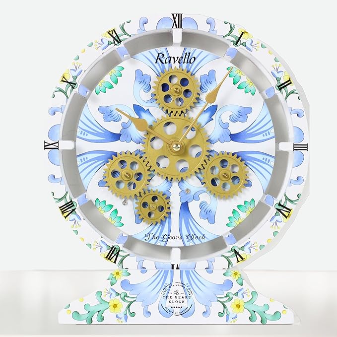 The Gears Clock Wall Clock Italy Collection with Moving Gears (Ravello, 10 inch Round)-Ruum Studio Home