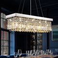 Modern Crystal Chandelier for Dining Room,6 Light K9 Crystal Rectangle Chandelier, Rectangular Pendant Ceiling Light Fixture for Living Room Kitchen Island L31.5''xW10''xH10''-Ruum Studio Home