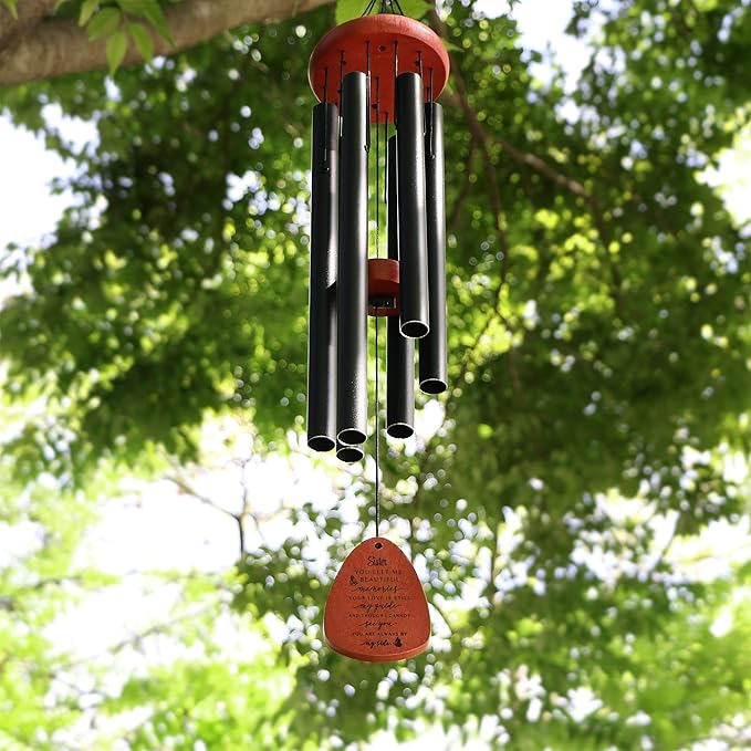 Memgift Memorial Wind Chime for Loss of Sister - Sympathy Gift for Bereavement - Outdoor Wind Chimes for Loved One - 32 Inch Solid Beech Wood Remembrance Chime for Garden & Patio-Ruum Studio Home
