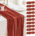 Sioloc Terracotta Table Cloth Cheesecloth Table Runner 10ft Rustic for Tea Wedding Party Baby Bridal Centerpiece Fall Decor for Home Halloween Thanksgiving-Ruum Studio Home
