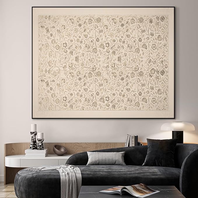 SIGNWIN 46"x60" Extra Large Framed Wall Art Vintage Botanical Sketch with Detailed Floral Pattern, Classic Nature Illustration for Home Living Room Bedroom Decor (Frame Assembly Required)-Ruum Studio Home