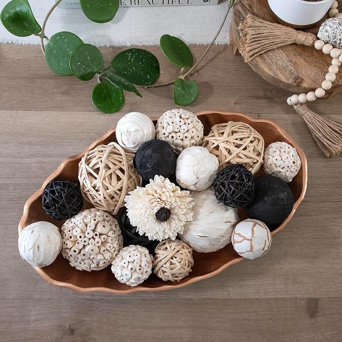 ANDALUCA Black & White Decorative Balls Bowl Filler Bag with Orbs, Balls (Black)-Ruum Studio Home