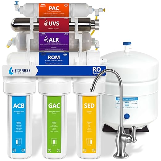 Express Water Reverse Osmosis Alkaline Ultraviolet Water Filtration System – 100 GPD (Deluxe Chrome Faucet)-Ruum Studio Home